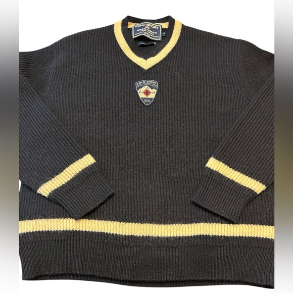 RALPH LAUREN POLO SPORT SPORTSMAN Vintage Y2K 90s 100% Wool Ribbed Sweater